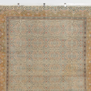 Vintage Turkish Oushak Rug 8x11: Handmade Anatolian Persian Carpet Rug