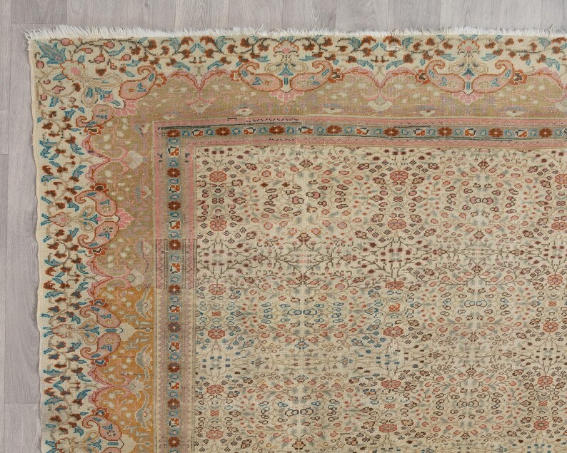 Vintage Turkish Oushak Rug 8x11: Handmade Anatolian Carpet Rug image 6