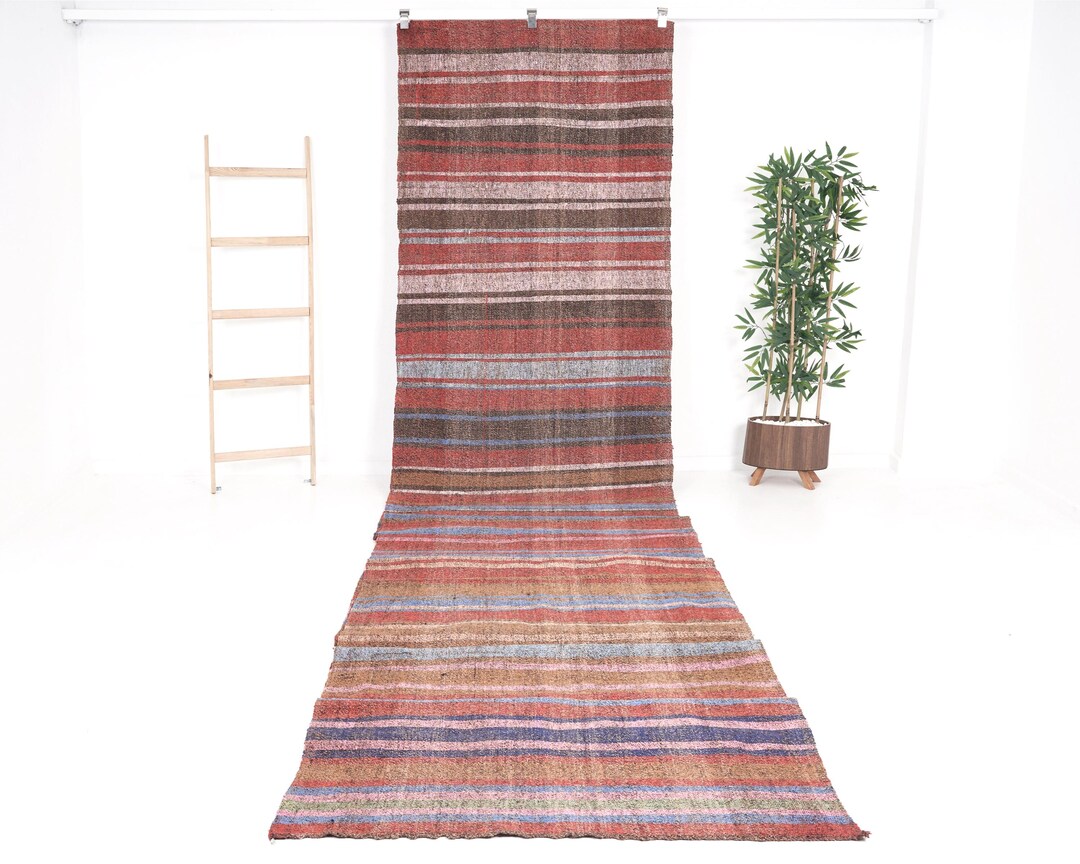3x25 Extra Long Floor Colorful Vintage Turkish Kilim Runner Rug ...