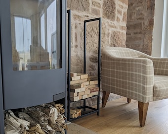 Steel Firewood & Kindling Holder, Bespoke Furniture Handmade to Measure in Scotland