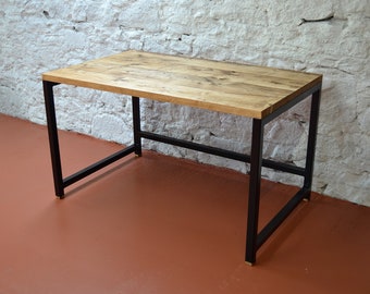 Handmade Reclaimed Wood Desk, Steel Frame Industrial Office