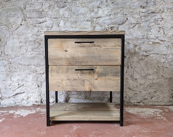 Handmade Reclaimed Wood Industrial Vanity Unit with Drawers