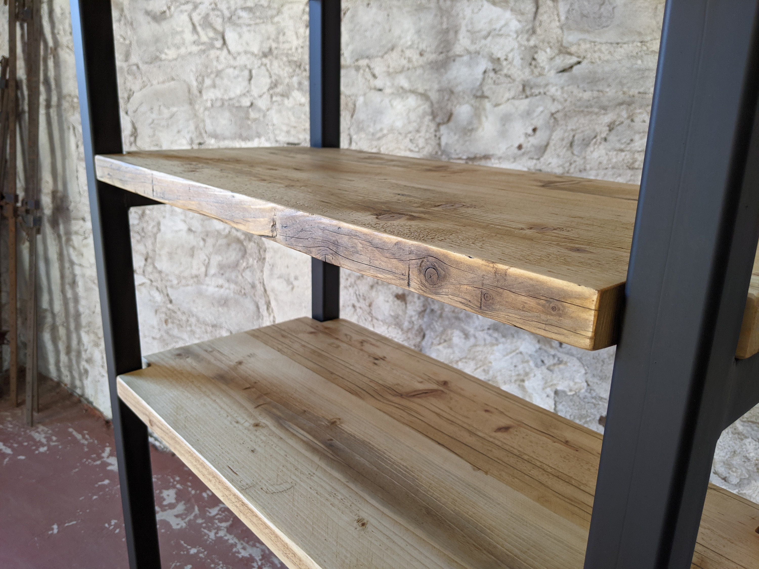 Handmade Reclaimed Wood Shelving Unit, Industrial Metal Frame - Etsy UK