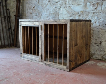 Dog Crate, Solid Reclaimed Wood, Bespoke Handmade Furniture Made to Measure in Scotland