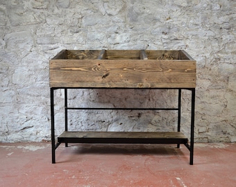 Vinyl Storage & Display Stand | Handmade Reclaimed Wood Record Unit | LP Display Shelf | Turntable Stand | Industrial Vinyl Rack