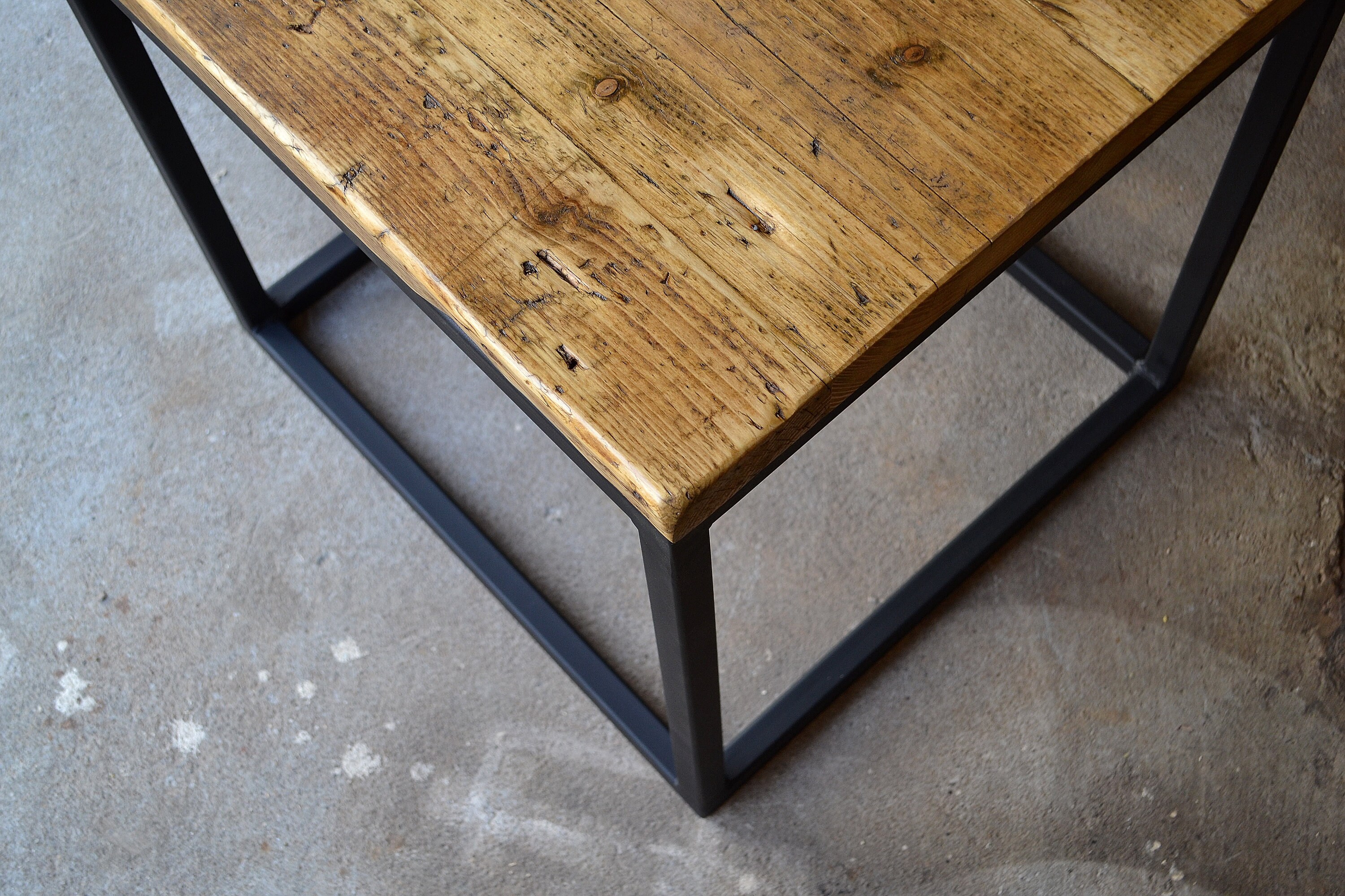 Mesa lateral madera recuperada maciza hogar industrial y | Etsy