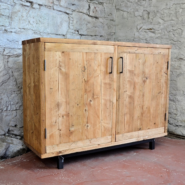 Reclaimed Wood Sideboard, Bespoke Industrial Furniture Handmade to Measure in Scotland