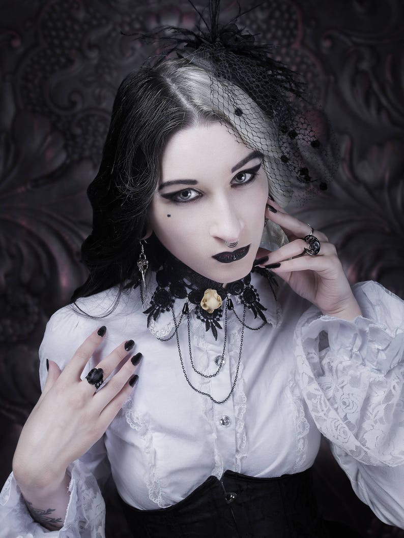 Gothic Silver Raven Earrings