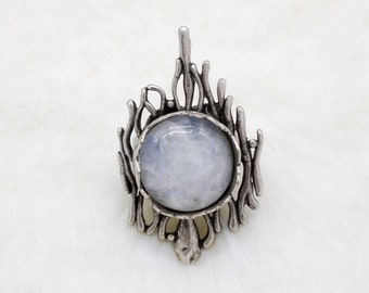 Bague pierre de lune forêt argent