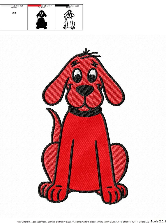 Clifford Le Gros Chien Rouge Broderie Design