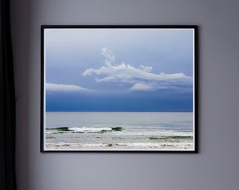Stormy Sea Wall Art, Ocean Photography, Nautical Print, Mediterranean Coast Art - Sea, clouds and sky in Oliva, Valencia SPAIN