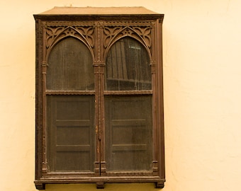 Spanish Wall Art, Travel Photography, Spain Print, European Architecture - Elaborate wooden window shutters with carved arches, Xativa Spain