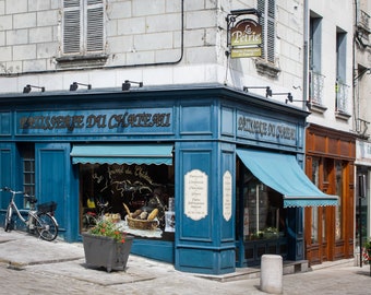 French Wall Art, Travel Photography Decor, France Print, Rustic France Art - French bakery boulangerie, street scene, Saint Aignan, Loire