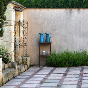 French Wall Art, Travel Photography, France Print, Rustic France Art, Europe - Classic French courtyard garden, Loire