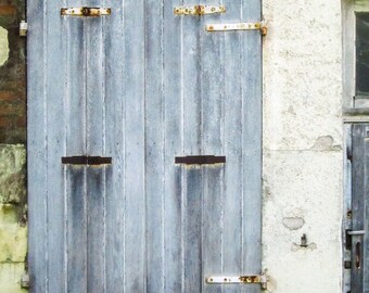 France Wall Art, Travel Photography, France Print, Rustic France Art, Europe - French town house with blue shutters, street scene, Ile de Re