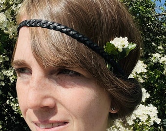 Headband Hairband leather - black