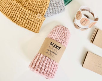 Beanie Banderole, cadeauverpakking, zelf breien, pet banderole, cadeauverpakking, handgemaakt, banderole voor doppen, Kerstmis