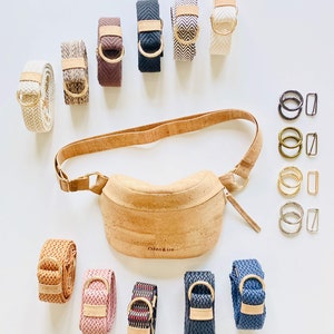 Bum bag natural, belt bag, metal strap selectable, infinitely adjustable, bag strap selection, fanny pack, bum bag, hip bag, crossbody,