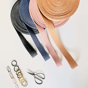 Webbing, wide braided and woven, waxed cotton, 40-45 mm, bag handle, belt, strap, bag webbing, sold by the meter, boho style