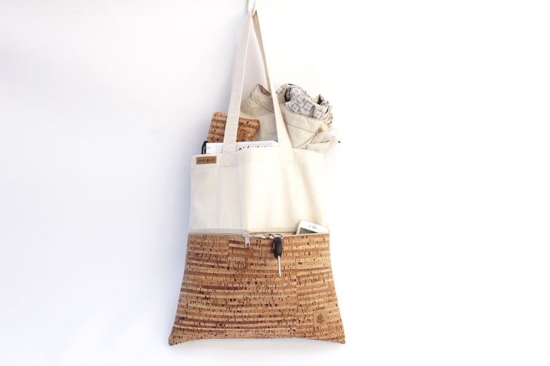 Tote bag CORK sand /& stripes