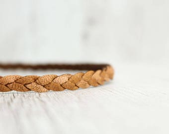 Headband Hairband leather - cognac