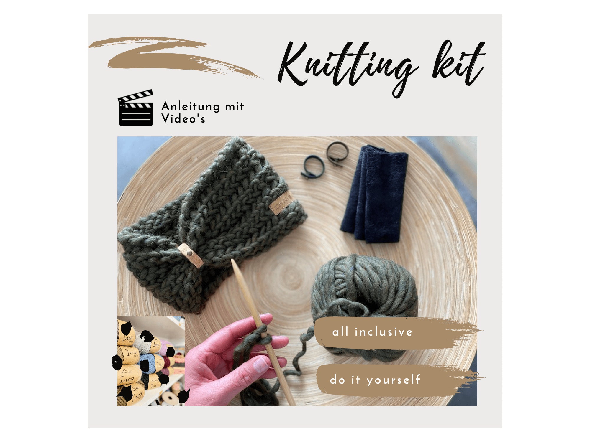 Beginner Knitting Kit // Knitting Kit // Scarf Knitting Kit // DIY