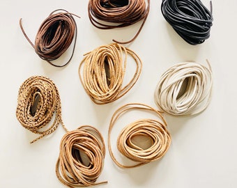 Cork cord 3 mm, white, sand, brown.. Bag cord, bag handle, cords, ribbon, bag strap, sold by the meter, sales unit 0.50 m, cork leather