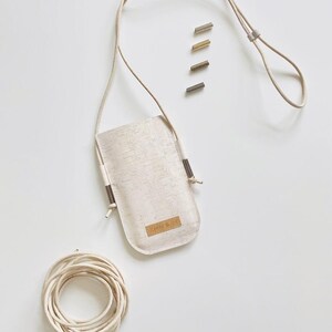Smartphone crossbody, white, metal dial, variable, Smartphone MAX, neck pouch, sustainable, cell phone case, cell phone bag, travel accessories