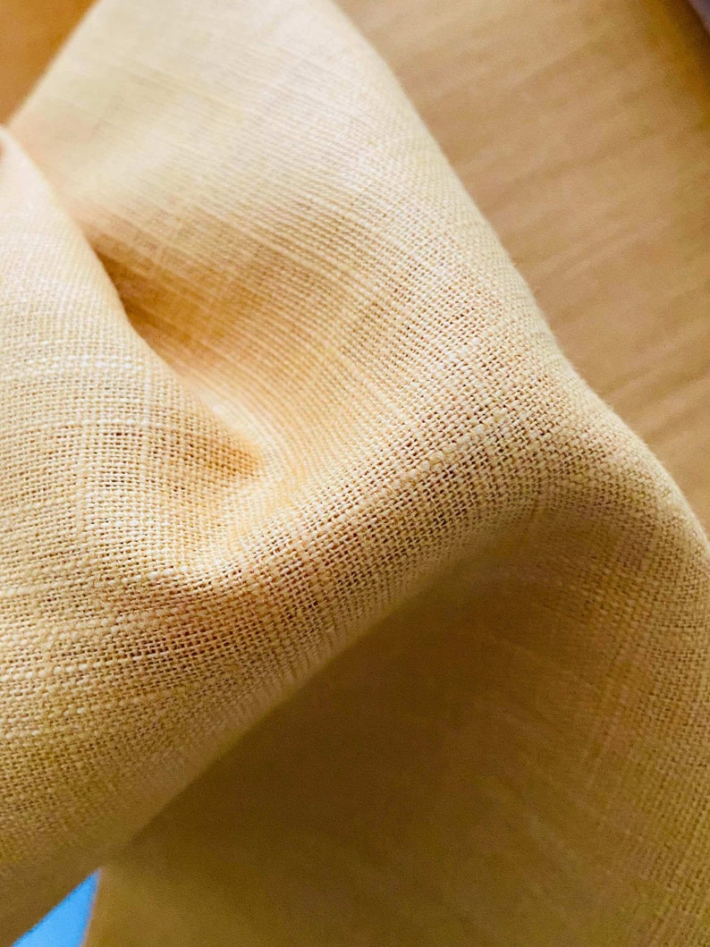 Linen, breathable, linen fabric, decorative material, water-repellent, 250 g, natural, mustard yellow, gray, stonewashed, diy, sewing, material, fabrics, image 4
