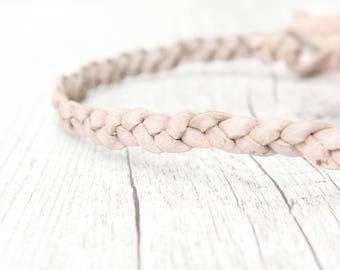 Headband Hairband LEATHER // white *antik