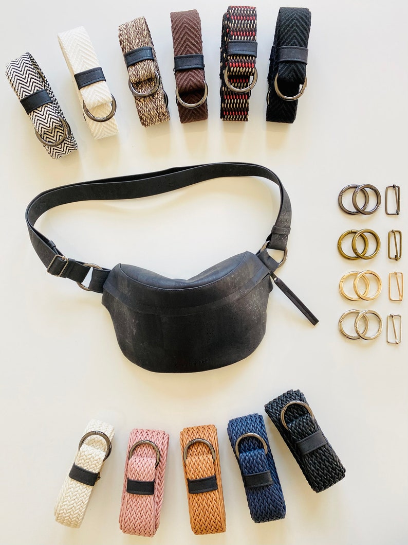 Belly bag natural, belt bag, metal strap selectable, infinitely adjustable, bag strap selection, fanny pack, bum bag, hip bag, crossbody, image 8