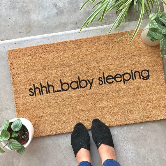 shhh...baby sleeping doormat 18x30 funny doormat Etsy