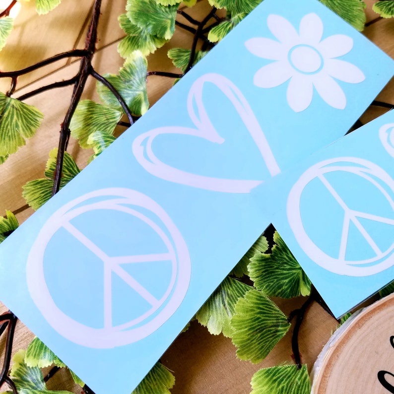 Peace Love and Flowers Decal Peace and Love Sticker Flower Etsy