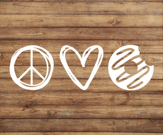 Peace Love And Donuts Decal Peace Sign Love Sticker Donut Decal Kawaii Food Snacks Donut Sticker Tumbler Decal Donut Party - 