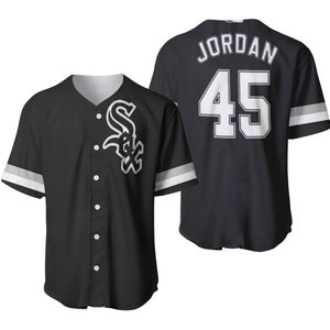 New!!! Chicago White Sox #45 Michael Jordan BLACK Baseball Jersey Large