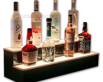 2 pasos de 30" ancho botella de licor de pantalla pasos con iluminación LED