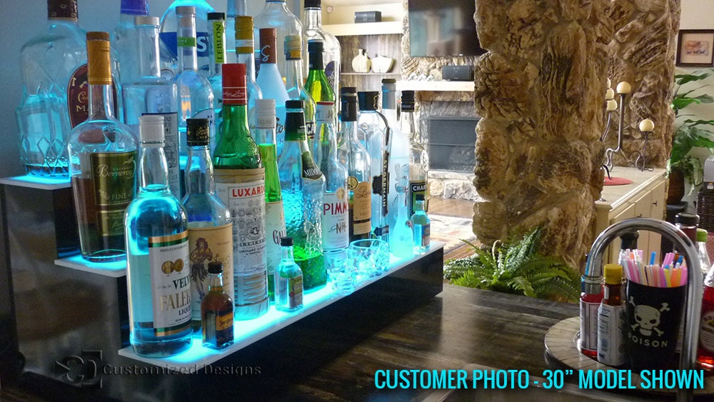 30" 3 Tier Led Lighted Liquor Bottle Display