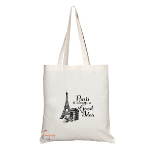 TB166 Paris ist immer eine gute Idee Neuheit Geschenk Gedruckte umweltfreundliche stilvolle langstielige Tote-Schultertasche