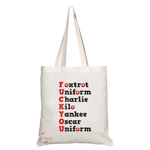 TB286 Lustige Rude Joke Volle Form von F * CK Foxtro Neuheit Geschenk Geschenk gedruckt umweltfreundliche stilvolle lang behandelte Tote Schultertasche