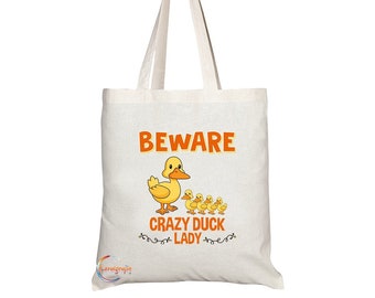 Funny Animal Pet Shoulder Crazy Duck Lady Stars Small Tote Bag 