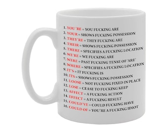 MG921 Grammatica Imprecazione Novità Regalo Stampato Tazza di Ceramica per Tè e Caffè
