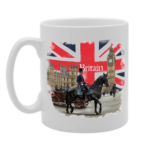MG6431 Great Britain 4 Design Ceramic Mug | Authentic Handcrafted Souvenir Featuring Iconic British Landmarks – Dishwasher-Safe Gift