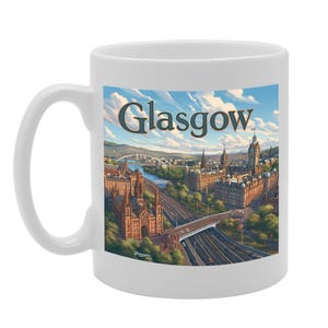 MG6214 Glasgow Souvenir Mug | Scotland Travel Gift | Ceramic Keepsake Featuring Iconic Glasgow Landmarks