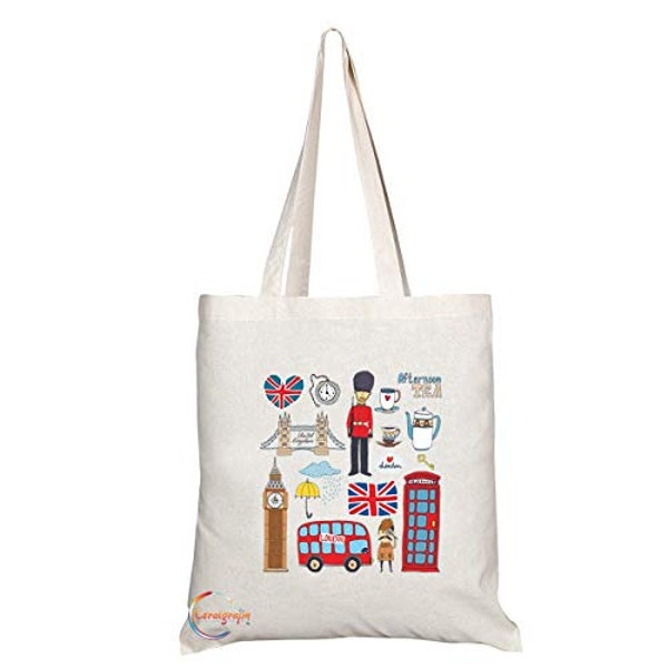 TB670 Original London Adventure Novelty Present Gift Printed Eco-Friendly Stylish Long Handled Tote Shoulder Bag