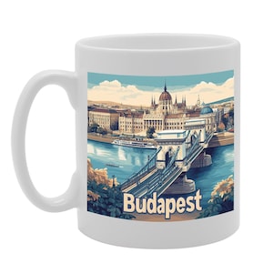 MG6502 Budapeszt Węgry Pamiątkowy kubek | Żywa ceramiczna pamiątka, nadający się do mycia w zmywarce prezent podróżny