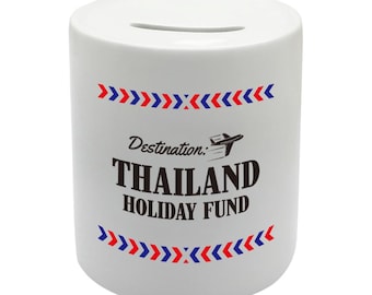 BS021 Hucha de cerámica con forma de cerdito para vacaciones en Tailandia: una exótica caja de ahorro para viajes y vacaciones de ensueño