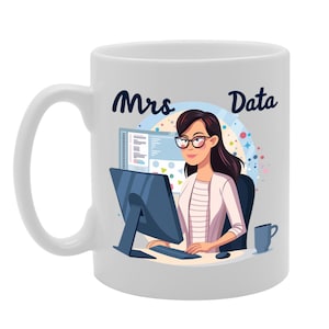 MG5959 Mrs Data Mug – inzichtelijke keramische aandenken ter ere van vrouwelijke data-analisten en tech-innovators