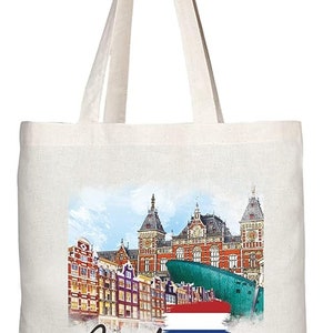 TB1534 Amsterdam Niederlande - B Neuheit Geschenk Geschenk Gedruckte umweltfreundliche stilvolle Tote Schultertasche mit langem Griff