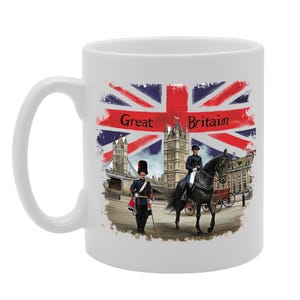 MG6426 Great Britain 3 Design Ceramic Mug | Authentic Handcrafted Souvenir Featuring Iconic British Landmarks – Dishwasher-Safe Gift