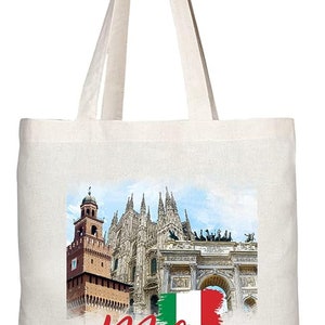 TB1538 Milan Italy - B Neuheit Geschenk Geschenk Gedruckt Umweltfreundliche stilvolle lang behandelte Tragetasche Schultertasche
